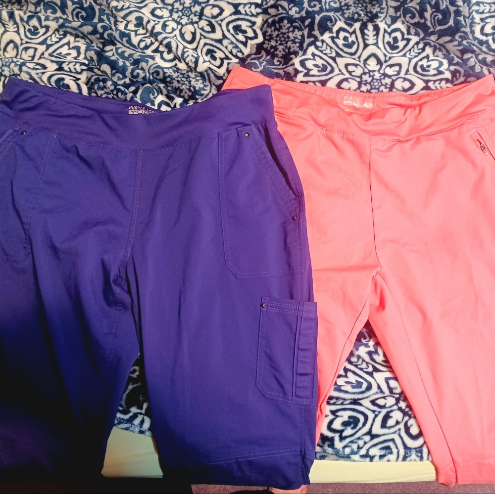 Purple heart yoga scrub pants